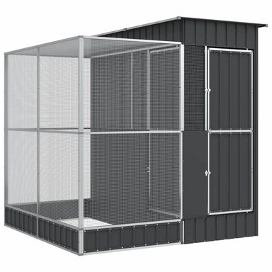 Volière met verlengstuk zilver 209x203x216 cm staal