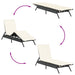 Ligbed met kussen poly rattan zwart
