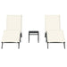 Ligbedden 2 st met tafel poly rattan zwart