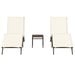 Ligstoelen 2 st met tafel poly rattan bruin