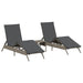 Ligbedden 2 st met tafel poly rattan grijs