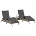 Ligbedden 2 st met tafel poly rattan grijs