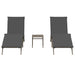 Ligbedden 2 st met tafel poly rattan grijs