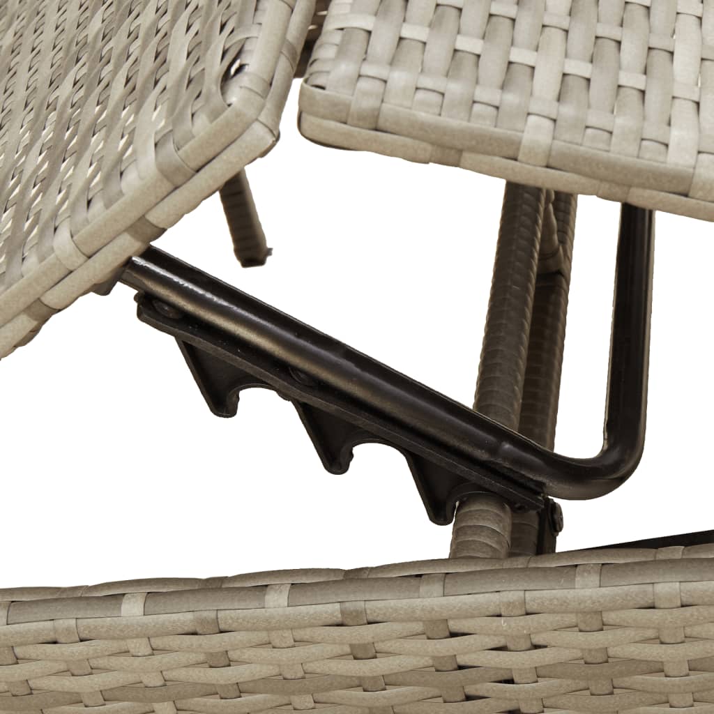 Ligbedden 2 st met tafel poly rattan grijs