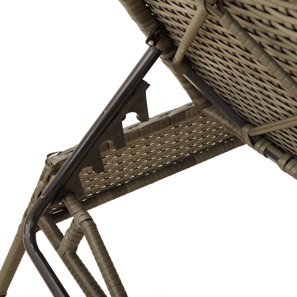Ligbedden 2 st met tafel poly rattan grijs