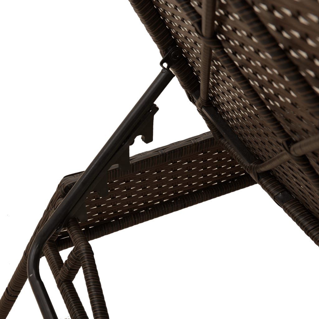 Ligstoelen 2 st met tafel poly rattan bruin (alleen VS)