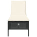 Ligbed met kussen poly rattan zwart