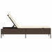 Ligbed met kussen poly rattan bruin