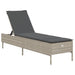 Ligbed met kussen poly rattan lichtgrijs