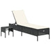 Ligbed met tafel en kussen poly rattan zwart