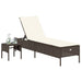 Ligbed met tafel en kussen poly rattan bruin