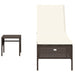 Ligbed met tafel en kussen poly rattan bruin