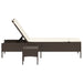 Ligbed met tafel en kussen poly rattan bruin