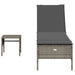 Ligbed met tafel en kussen poly rattan grijs