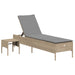 Ligbed met tafel en kussen poly rattan beige
