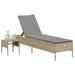 Ligbed met tafel en kussen poly rattan beige