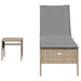 Ligbed met tafel en kussen poly rattan beige