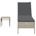 Ligbed met tafel en kussen poly rattan lichtgrijs
