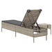 Ligbed met tafel en kussen poly rattan lichtgrijs