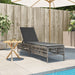 Ligbed met kussen poly rattan grijs