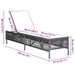Ligbed met kussen poly rattan lichtgrijs