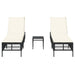 Ligbedden 2 st met tafel poly rattan zwart
