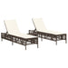 Ligstoelen 2 st met tafel poly rattan bruin
