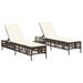 Ligstoelen 2 st met tafel poly rattan bruin