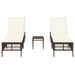 Ligstoelen 2 st met tafel poly rattan bruin