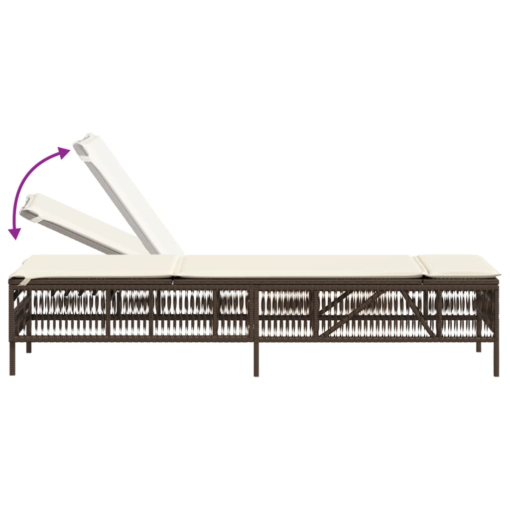 Ligstoelen 2 st met tafel poly rattan bruin