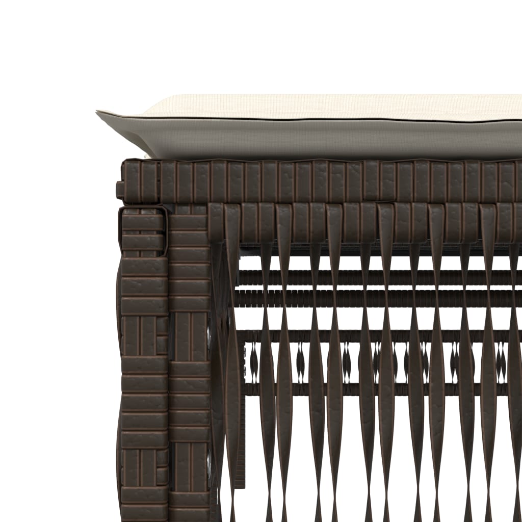 Ligstoelen 2 st met tafel poly rattan bruin