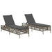Ligbedden 2 st met tafel poly rattan grijs