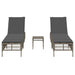 Ligbedden 2 st met tafel poly rattan grijs
