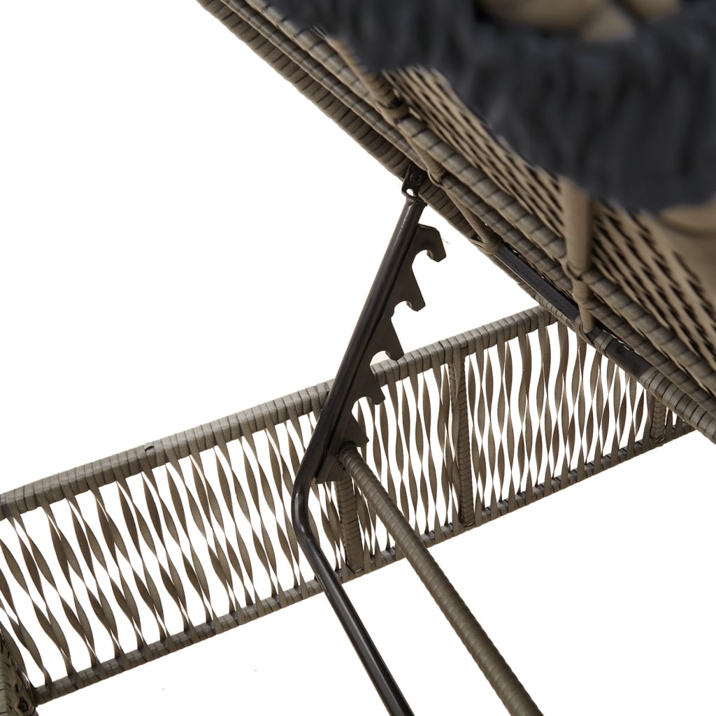 Ligbedden 2 st met tafel poly rattan grijs