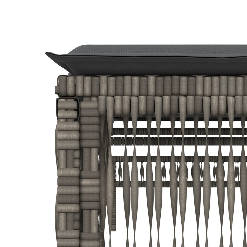 Ligbedden 2 st met tafel poly rattan grijs