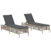 Ligbedden 2 st met tafel poly rattan lichtgrijs