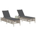 Ligbedden 2 st met tafel poly rattan lichtgrijs