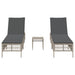 Ligbedden 2 st met tafel poly rattan lichtgrijs