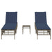Ligstoelen 2 stuks met tafel Grijs Poly Rotan