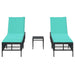 Ligstoelen 2 stuks met tafel Zwart Poly Rotan