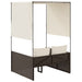 Ligbed tweepersoons met dak en gordijn poly rattan bruin