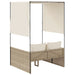 Ligbed tweepersoons met dak en gordijn poly rattan beige