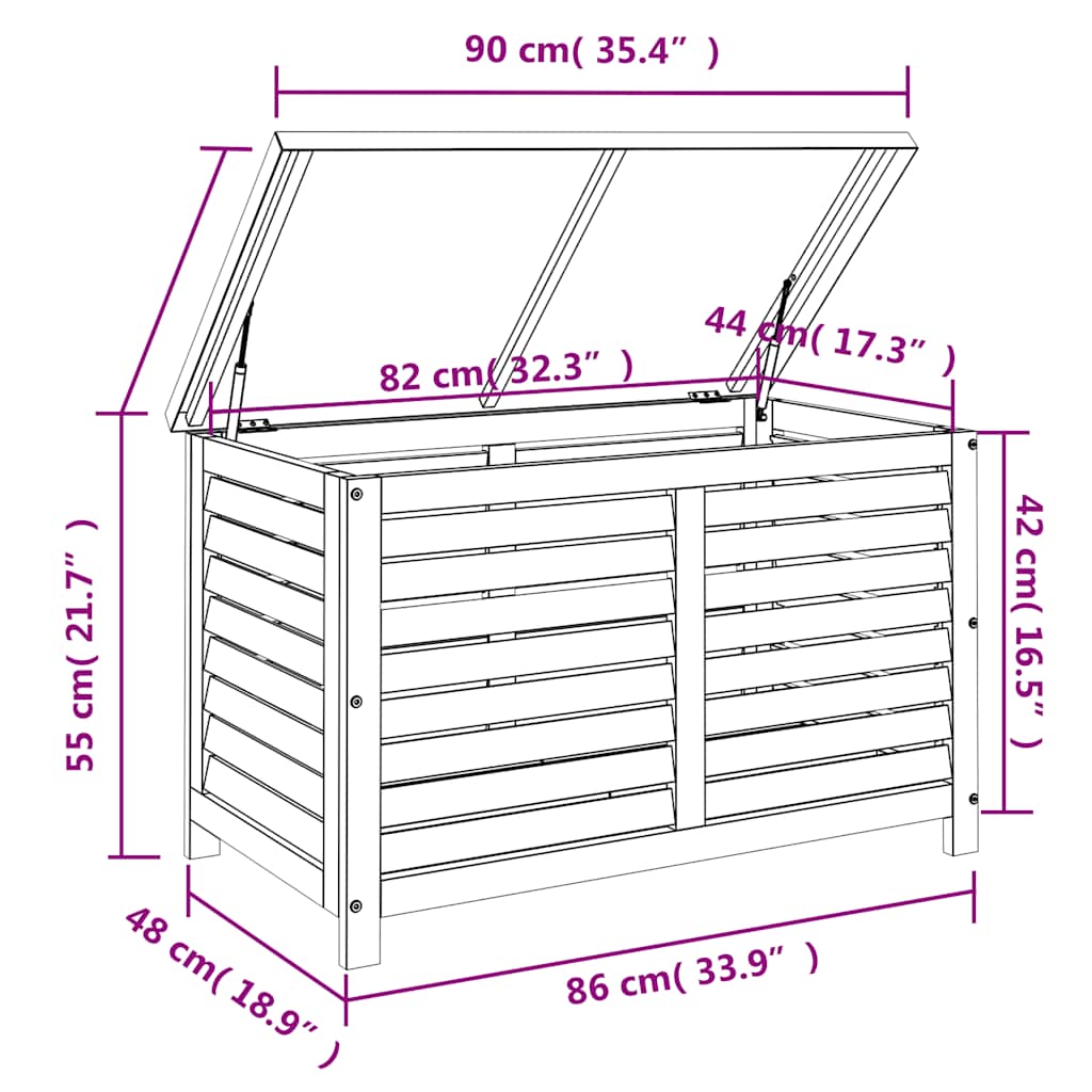 Tuinbox 90x48x55 cm massief eucalyptushout