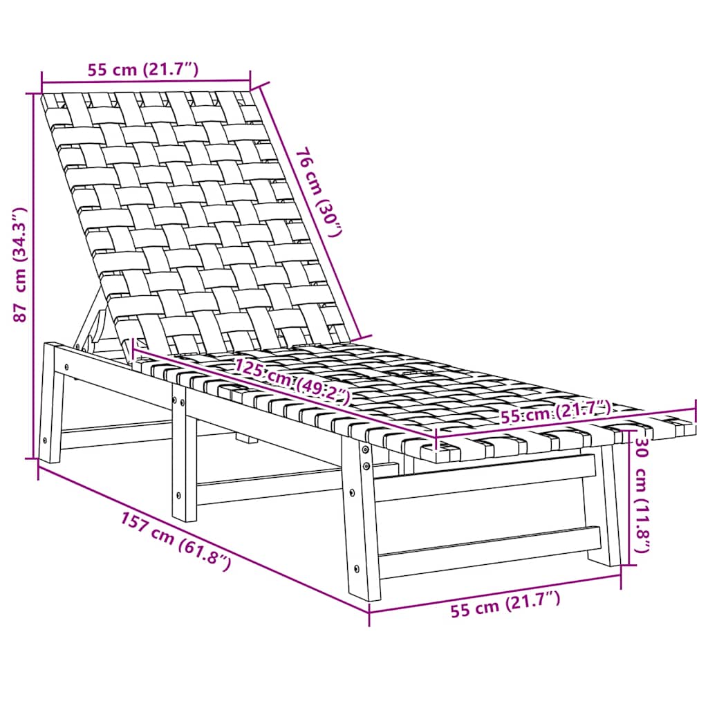 Ligbed massief acaciahout en stof rood