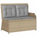 Tuinbankje verstelbaar met kussens poly rattan beige