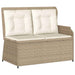 Tuinbankje verstelbaar met kussens poly rattan beige
