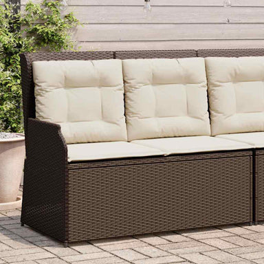 Tuinbankje verstelbaar met kussens poly rattan bruin