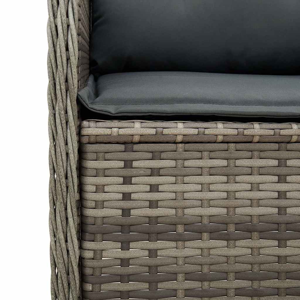 Tuinbankje verstelbaar met kussens poly rattan grijs