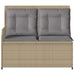 Tuinbankje verstelbaar met kussens poly rattan beige