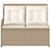 Tuinbankje verstelbaar met kussens poly rattan beige
